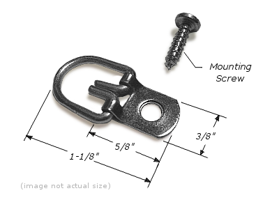 D-Ring Hanger: 1 Hole, 3/8" Wide Strap, Corrosion Resistant Plated Steel, Maximum Hanging Weight: 15 lbs, D-RING001