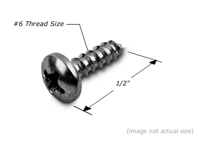 Screw: #6x1/2", Phillips/Round Head, Wood Screw, SCREW002