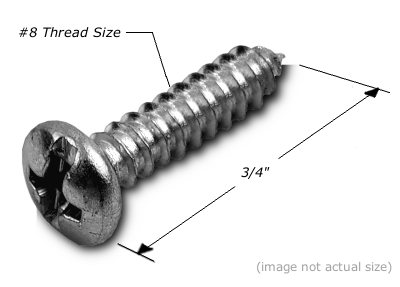 Screw: #8x3/4", Phillips/Pan Head, Wood Screw, SCREW006