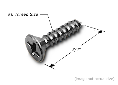 Screw: #6x3/4", Phillips/Flat Head, Wood Screw, SCREW012