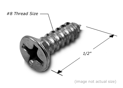 Screw: #8x1/2", Phillips/Flat Head, Wood Screw, SCREW013