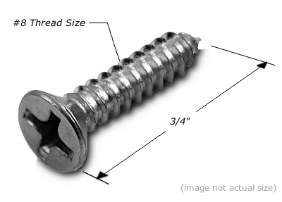 Screw: #8x3/4", Phillips/Flat Head, Wood Screw, SCREW014